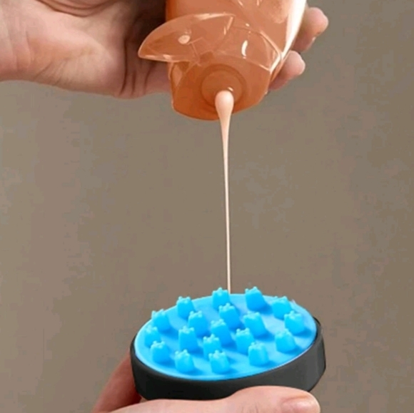 2pc Plastic Scalp Massager, Daily Two Tone Round Shampoo Massage Brush For Bathr - Picture 2 of 6